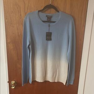 100% Cashmere Blue to Cream Gradient Sweater. Size XL. Brand New with Tag